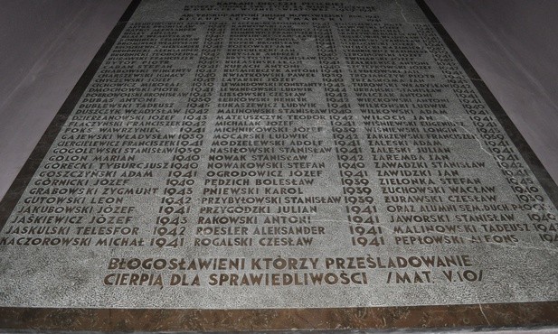 Tablica upamiętniająca biskupów i księży diecezji płockiej, którzy w okresie II wojny światowej zginęli śmiercią męczeńską. Bazylika katedralna w Płocku