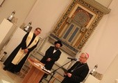 Dzień Judaizmu w Płocku, obchodzony w Muzeum Żydów Mazowieckich, dawnej synagodze. Na zdjęciu: ks. prof. Henryk Seweryniak, rabin Symcha Keller i bp Piotr Libera