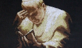 Praca rękodzielnicza Pauliny Kucaby - wyhaftowany Jan Paweł II
